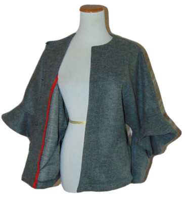 SUZY D WOMENS POLYESTER FAUX WOOL WOOLEN JACKET COAT BLAZER TOP MADE/ITALY~S/M