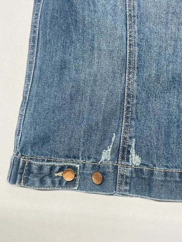 Route 66 Boxy Distressed Trucker Jean Denim Jacket Womens M Grunge Biker 90s Y2K - Picture 15 of 19