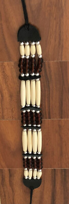 Buffalo Bone Choker Native American Style 4 Line Necklace Beaded Brown Stone