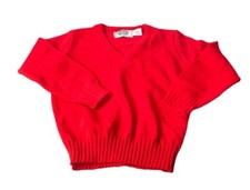 Vintage Barrel Kids Unisex Size 6 Red V Neck Sweater Made In USA