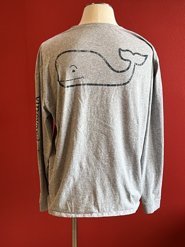 Martha's Vineyard Vines Men's Big Tall 2XB 2XXB Gray Long Sleeve Distressed Logo - Picture 8 of 10