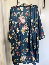 Vtg Inner Most satin floral Womens Medium M  Silky Nightgown Robe Set Lingerie