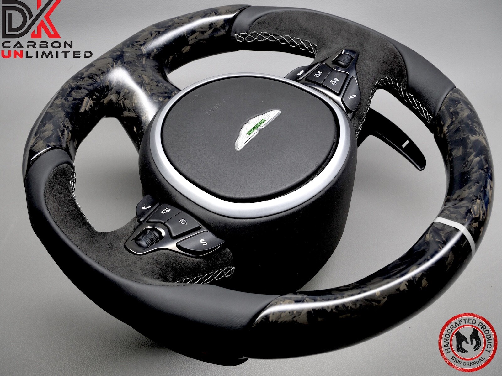 Aston Martin DBS Vantage DB11 White Matte Satin Forged Carbon Steering Wheel v3