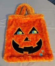 Halloween Pumpkin Plush Jack O Lantern plush Fuzzy Treat Candy Tote Bag T35