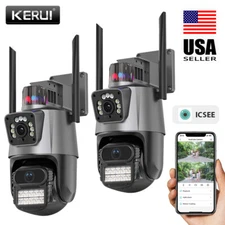 Dual Lens 6MP WiFi Security Camera 8X Zoom Outdoor Home Night Vision CCTV PTZ US