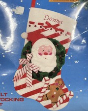 Titan Needlecraft Felt Stocking Kit   Santa  Gingerbread Man   NEW   Vtg 1988