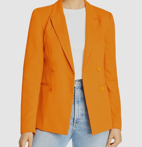 $160 Bardot Women's Orange Solid Parisienne Double Breasted Blazer Jacket  Size S | eBay