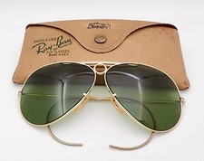 Vintage B L Ray Ban Bausch  Lomb Green 1/10 12k GF Aviator Shooters 62mm