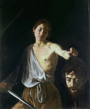 DAVID WITH THE HEAD OF GOLIATH BIBLICAL ITALIAN PAINTING ART BY CARAVAGGIO REPRO