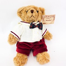 Russ Berrie Vintage Brandon Bear Plush With Bow Tie Buttons With Tag