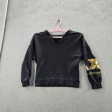 Armani Exchange Women Sweatshirt S Black Logo Print Metallic Long Sleeve