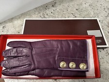 Vtg COACH 1941 3 Button Leather Deep Purple Gloves Size 7