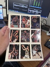 1994-1995 Topps NBA Basketball Uncut Card Sheet. Coleman Miller Pippen ...