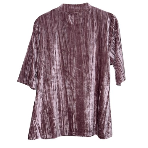 Anthropologie Pilcro Top Size Large Velveteen Purple Mock Neck Stretch Velvet - Picture 8 of 10