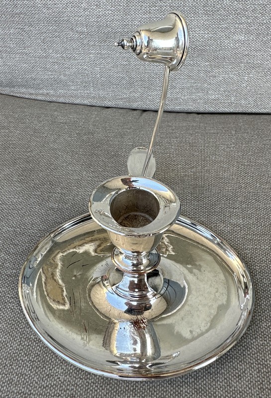 Roberts Cadman Sheffield England  Silverplate Chamberstick Candle Holder Snuffer
