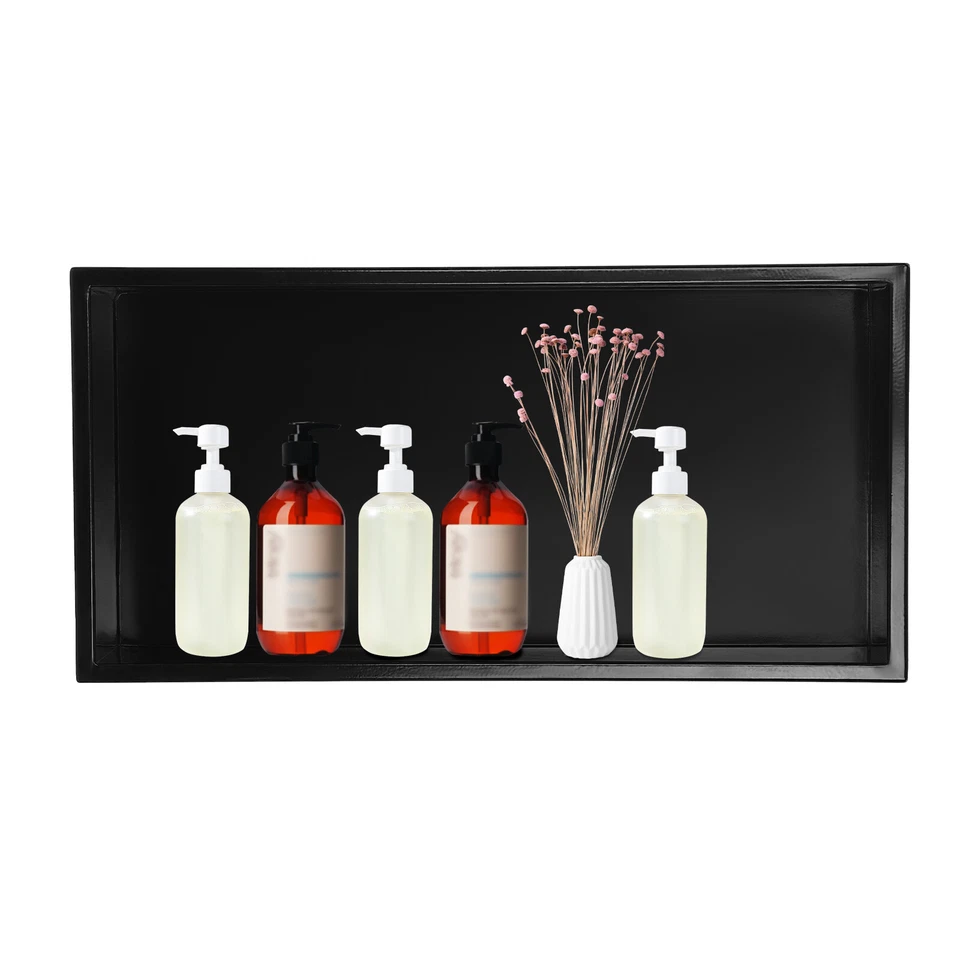 Nicho de pared de ducha de acero inoxidable 24 x 12 masilla en estante de almacenamiento de ducha negro - Imagen 2 de 4