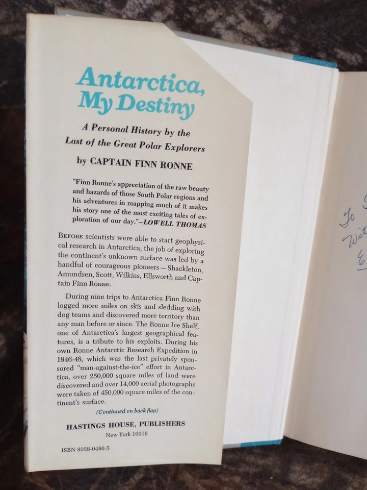 First Edition FINN RONNE Antarctica, My Destiny   Signed Edith Ronne David Scott - Image 3 of 4