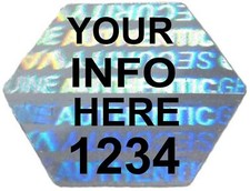 HexSc Custom Print SILVER Tamper Evident Hologram Label Sticker Seals