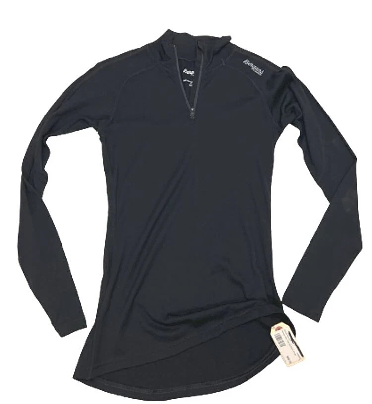 Bergans Norway Soleie 100% Merino Wool Base Layer 1/2 Zip Top NWT XS or S Black
