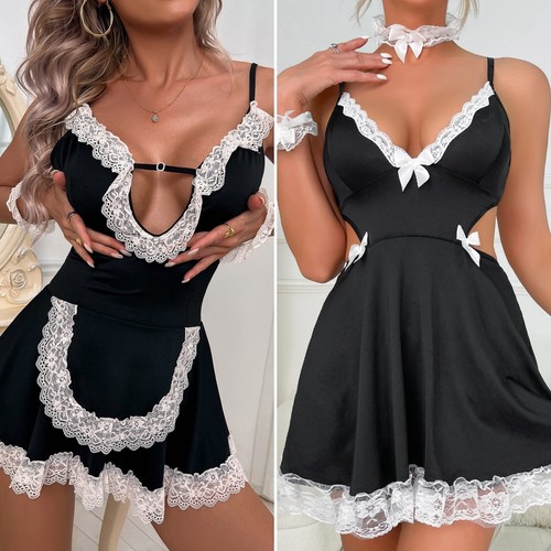 Women Sexy Bride Cosplay Lingerie HalloweenRoleplay Dress Lace Babydoll Costume