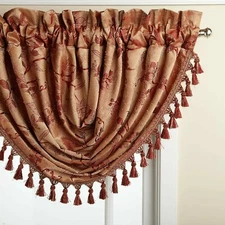 Floral Lustre Waterfall Valance, Brick, 37" length, by Lorraine Home Fashions