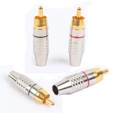RCA Gold-Plated Male Plug Audio Solder Free Connector adapter (AWG 3 gauge) lot