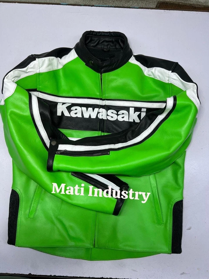 川崎赛车摩托车皮革夹克川崎摩托车皮革夹克 — 第 2/4 张图片