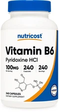 Nutricost Vitamin B6 as Pyridoxine HCl, 100 mg, 240 Caps