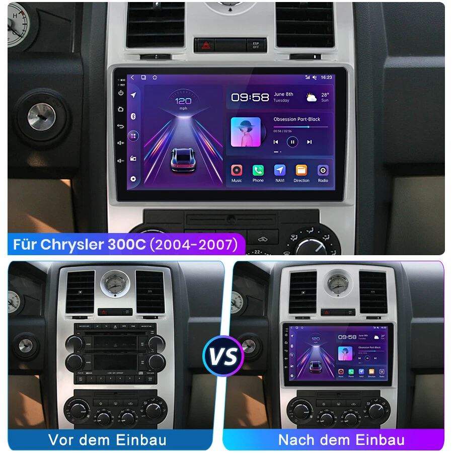 Android 13 CarPlay Autoradio Bluetooth GPS WiFi DAB für Chrysler 300C 2004-2007 - Bild 3 von 4