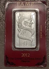 2012 PAMP 1 OZ YEAR OF THE DRAGON SILVER BAR .999 LUNAR SERIES W ASSAY 863!!!!!!