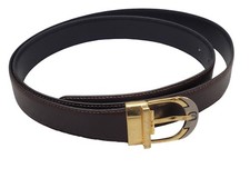 Fendi Belt Mens 40 Brown Black Leather Dress Made Italy Gold Logo Buckle