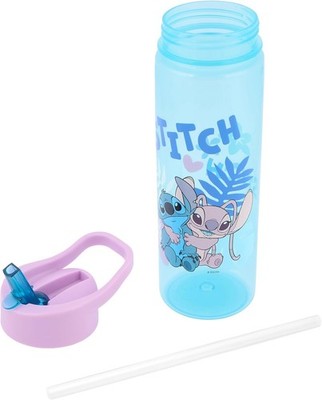 Disney Stitch Trinkflasche Flip Up Strohhalm 600ml - Official Merchandise by Pola