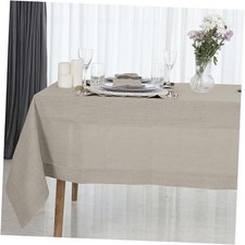 Natural Linen Tablecloth for Rectangle 90" x 60" Rectangular 02 - Natural