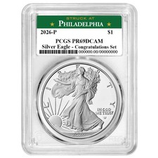 2026-P Proof 1 American Silver Eagle Congratulations Set PCGS PR69DCAM