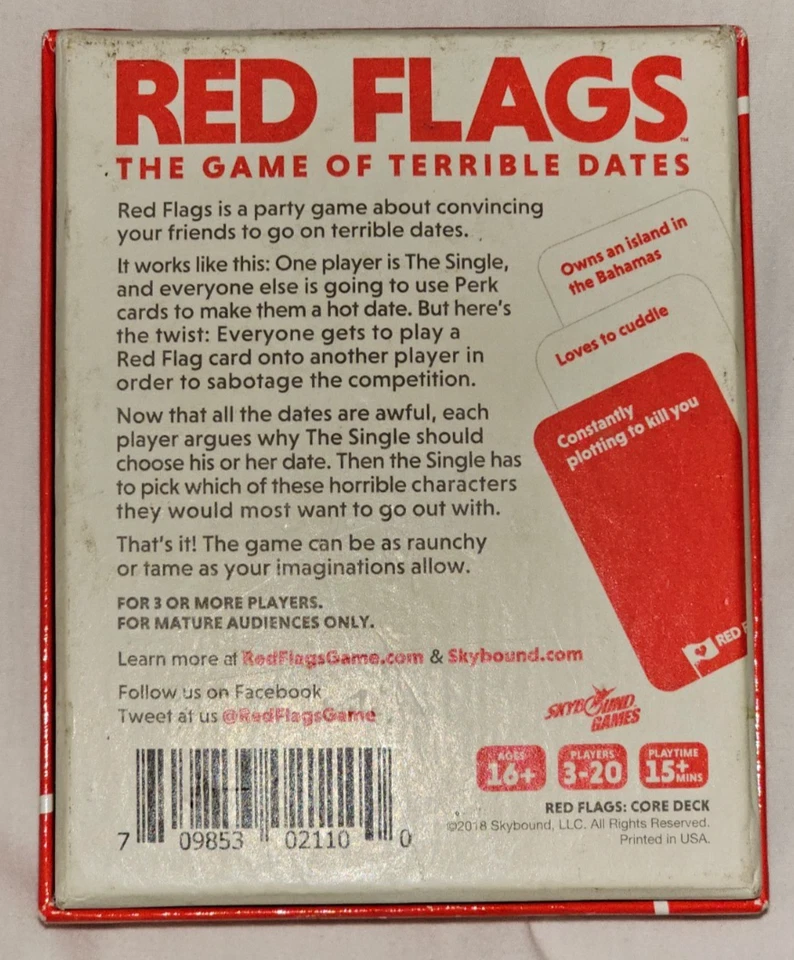 Banderas Rojas El Juego de Fechas Terribles Juego de Fiesta para Adultos Skybound - 100% Completo Foto 2 de 3
