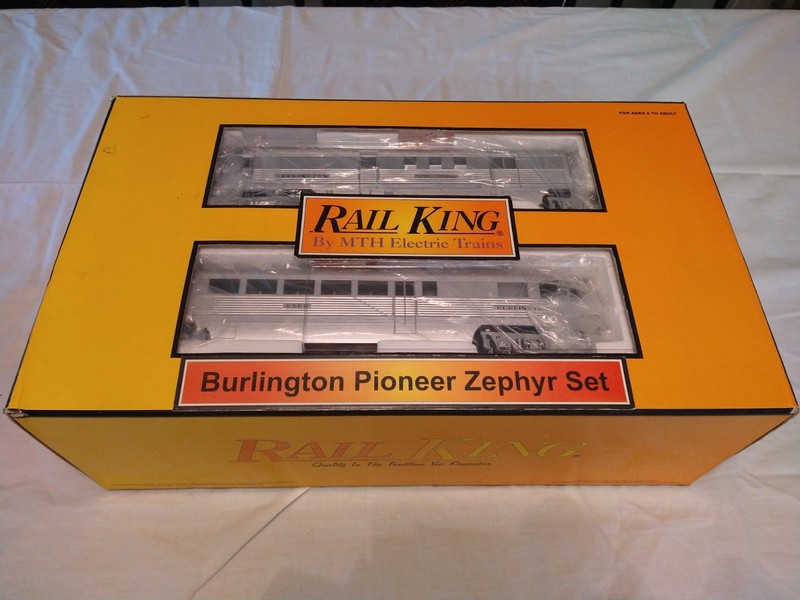MTH O Scale Burlington Pioneer Zephyr Set #9900 w/Whistle Cab No. 30-2186-0 (#2)