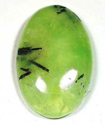 37 Kt 7X19X29 mm Natürlicher Grüner Rutil Prehnit Oval Cabochon Edelstein...