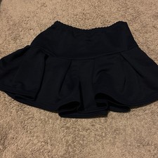 Girls Black A-Line Short Skirt Elastic Waist Pull On Casual Solid