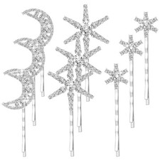 12Pcs Moon Star Hair Clips, Vintage Rhinestone Hair Pin Silver Stars Hairpins...