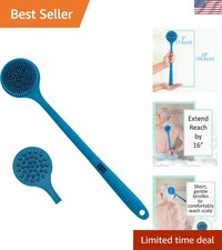 Bendable Long Handled Silicone Body Brush  Hair Scrubber - Bath Shower Back ...