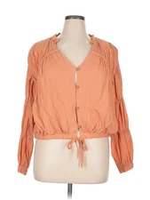 Love, Whit by Whitney Port Women Orange 3/4 Sleeve Blouse XL