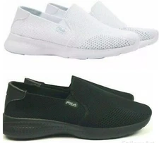 New Fila Women Knit Mallorc Slip On Shoe  lightweight Black, White  New With Box