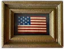 Circa 1876 ANTIQUE 13 Star Centennial American Parade Flag Folk Art Primitive