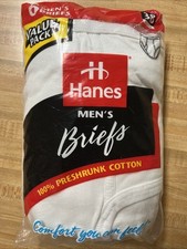 Vintage 1997 Hanes Men  s Briefs, Package of 6 Underwear, Size 38, White Cotton