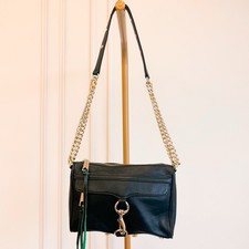 Rebecca Minkoff Mini Mac Leather Bag Green With Gold Hardware And Chain