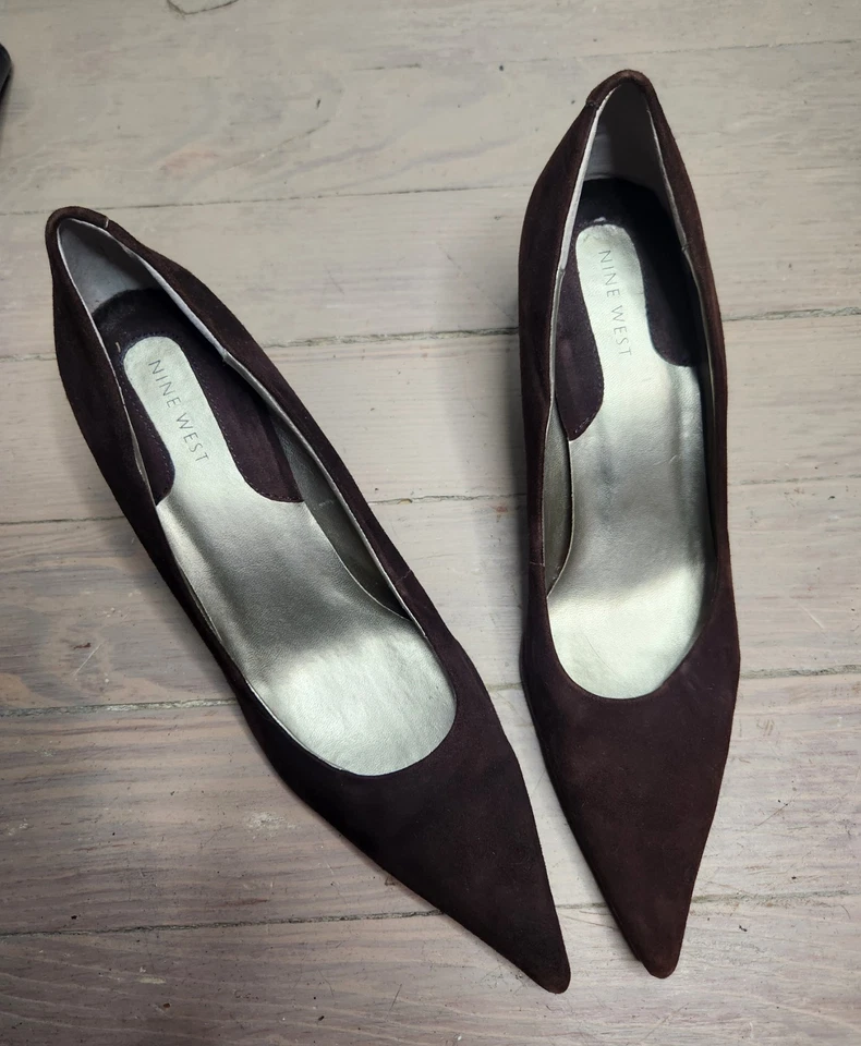 Nine West Brown Suede Pointy Toe Heel 9.5M  Slip On Pump - Image 4 of 4