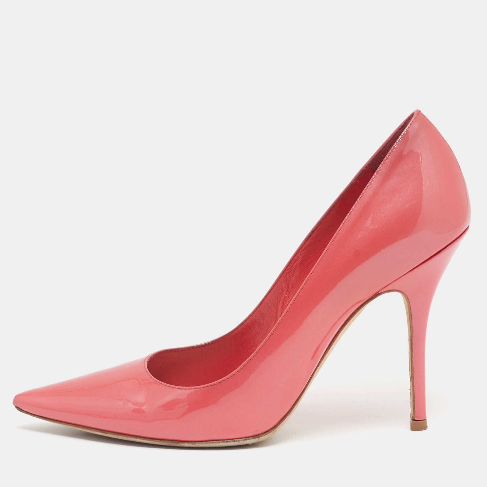 Dior Cherie Size 38 Rose Pink Patent Leather Pointed Toe Pumps