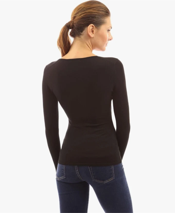 Свитер женский PattyBoutik с v-образным вырезом приталенный размер маленький S черный - Изображение 2 из 4