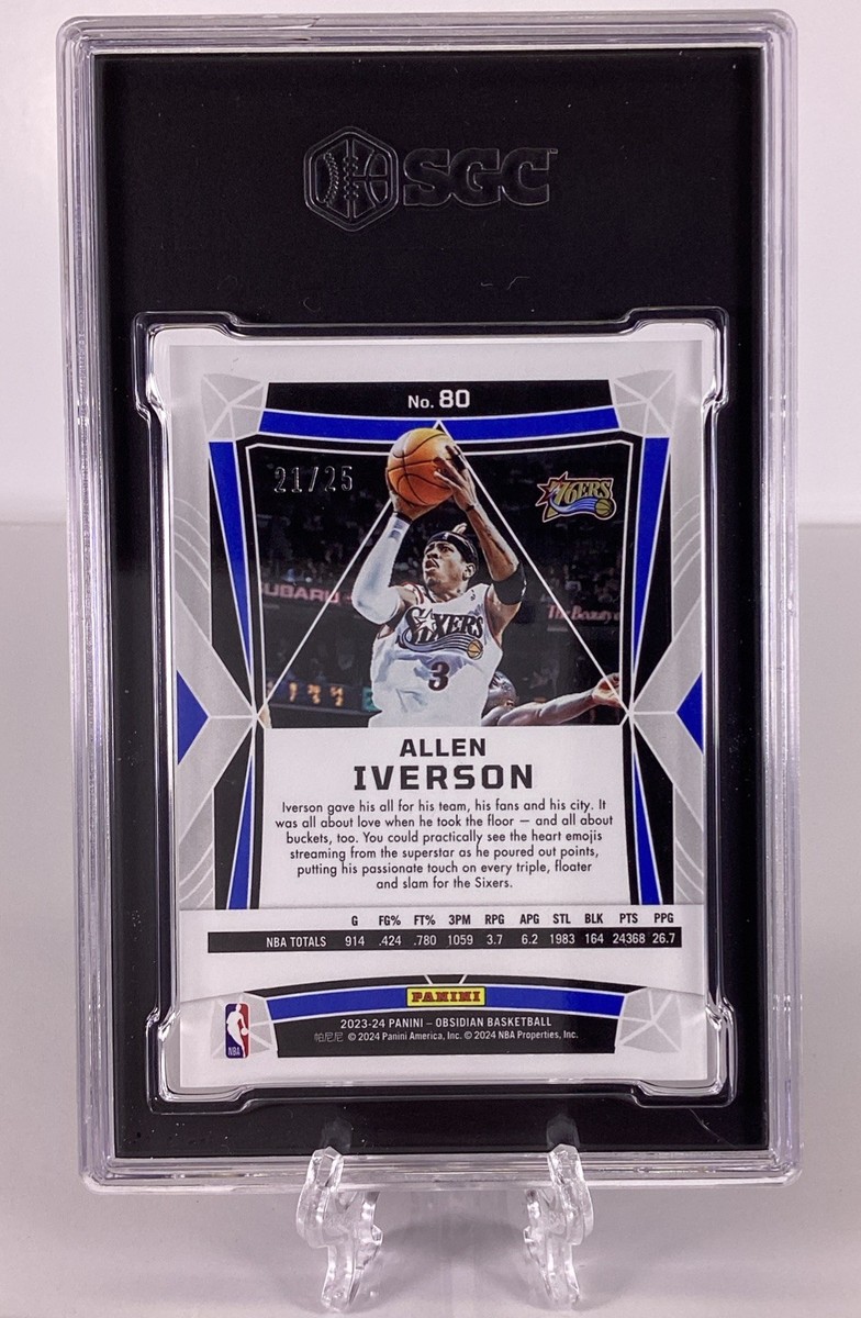 Allen Iverson /25 76ers 2023-24 Obsidian #80 Electric Green Etch