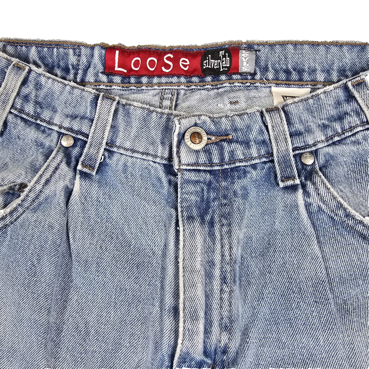 希少90sUSA製Levi's SilverTab baggyW32 L30 Vintage 90s Levis SilverTab Loose Jeans 32x30 Rare Button Fly